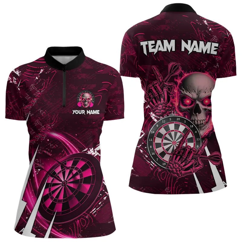 Personalisierte Pink 3D Skull Darts Polo - Shirts für Dartmannschaften T3366 - Outfitsuche