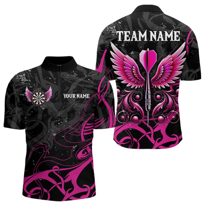 Personalisierte Pink Schwarze Dart Pfeil Flügel Dart Shirts Individuelles Dart Trikot Team Outfit T3596 - Outfitsuche