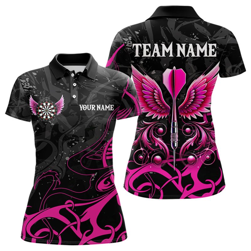 Personalisierte Pink Schwarze Dart Pfeil Flügel Dart Shirts Individuelles Dart Trikot Team Outfit T3596 - Outfitsuche