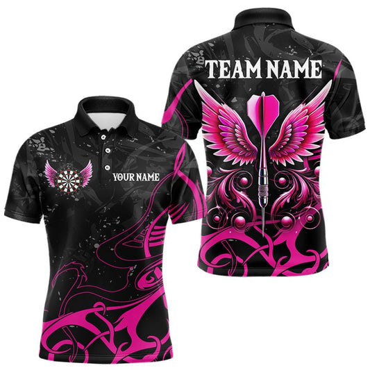 Personalisierte Pink Schwarze Dart Pfeil Flügel Dart Shirts Individuelles Dart Trikot Team Outfit T3596 - Outfitsuche