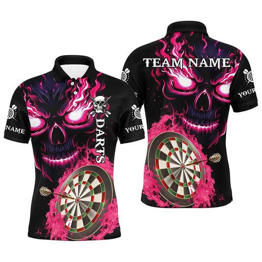 Personalisierte Pinke Dartscheibe mit Flammenschädel – Dart - Shirts für Männer, individuelle Team - Liga - Dart - Jerseys und Uniformen T2954 - Outfitsuche