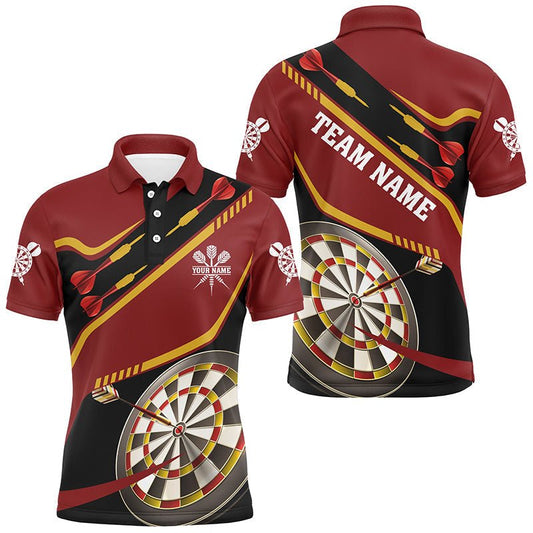 Personalisierte Rote Dart - Turnier - Polo - und 1/4 - Zip - Shirts für Männer - Individuelle 3D - Dart - Board - Teamtrikots T2950 - Outfitsuche