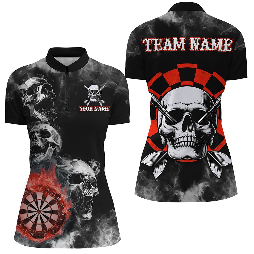 Personalisierte Rote Darts Rauch Skull Dart Shirts Individuelles Dart Board Feuerflamme Dart Team Trikot T3134 - Outfitsuche