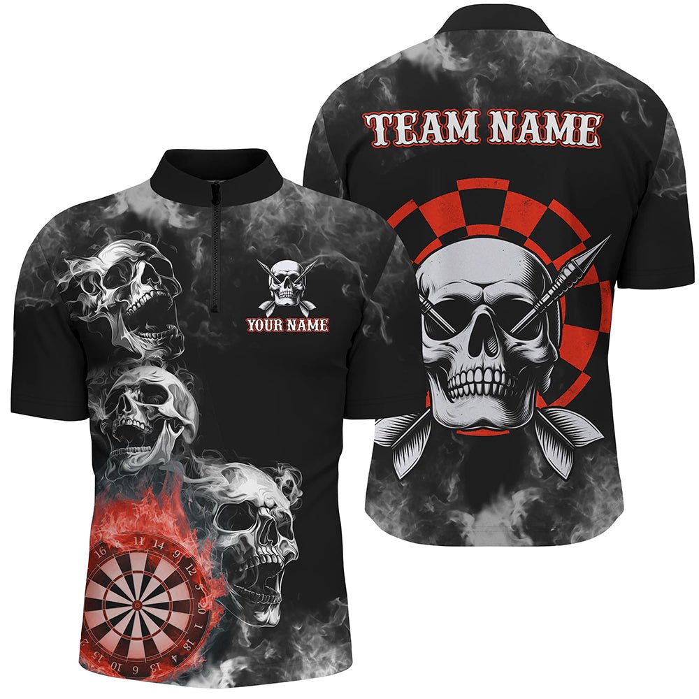Personalisierte Rote Darts Rauch Skull Dart Shirts Individuelles Dart Board Feuerflamme Dart Team Trikot T3134 - Outfitsuche