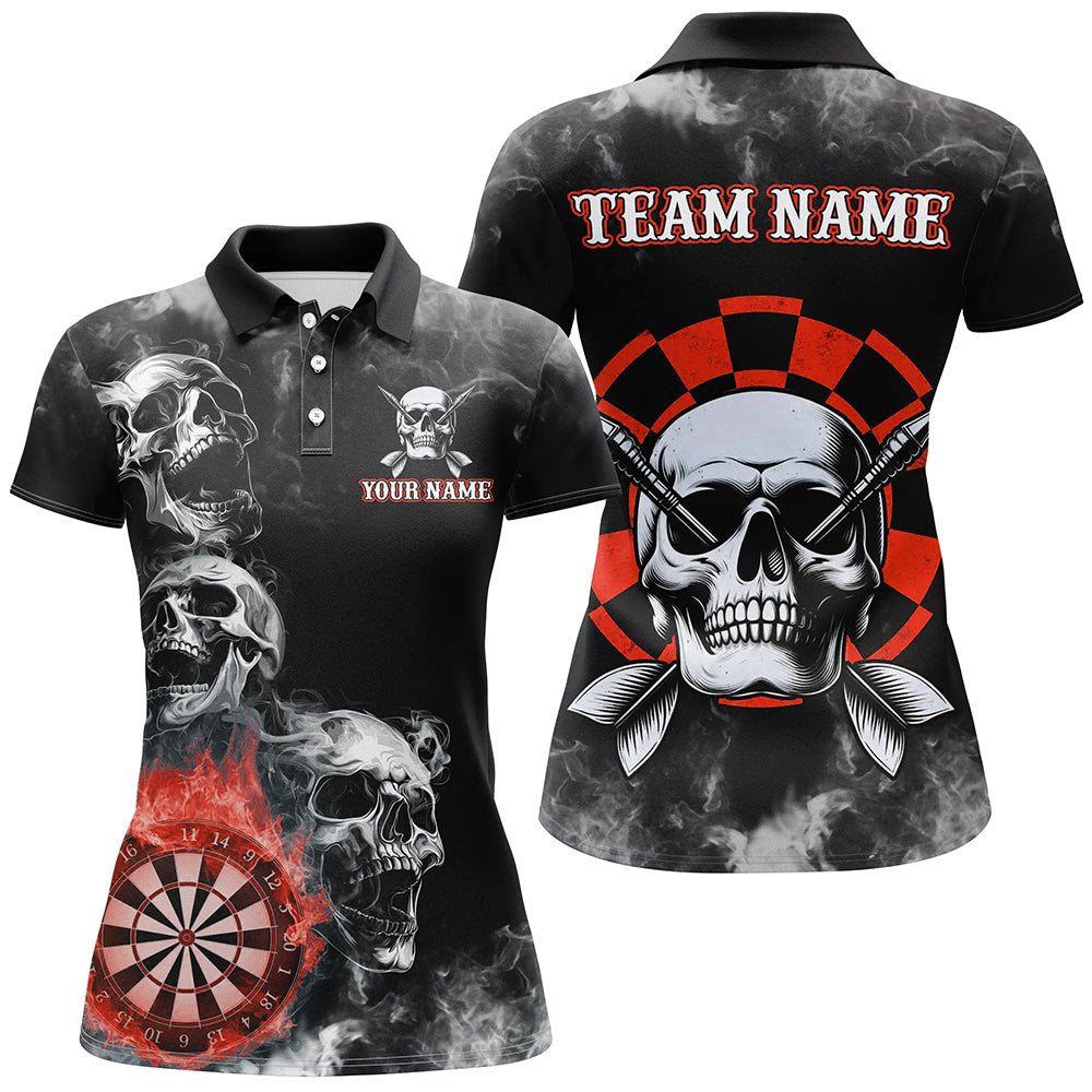 Personalisierte Rote Darts Rauch Skull Dart Shirts Individuelles Dart Board Feuerflamme Dart Team Trikot T3134 - Outfitsuche