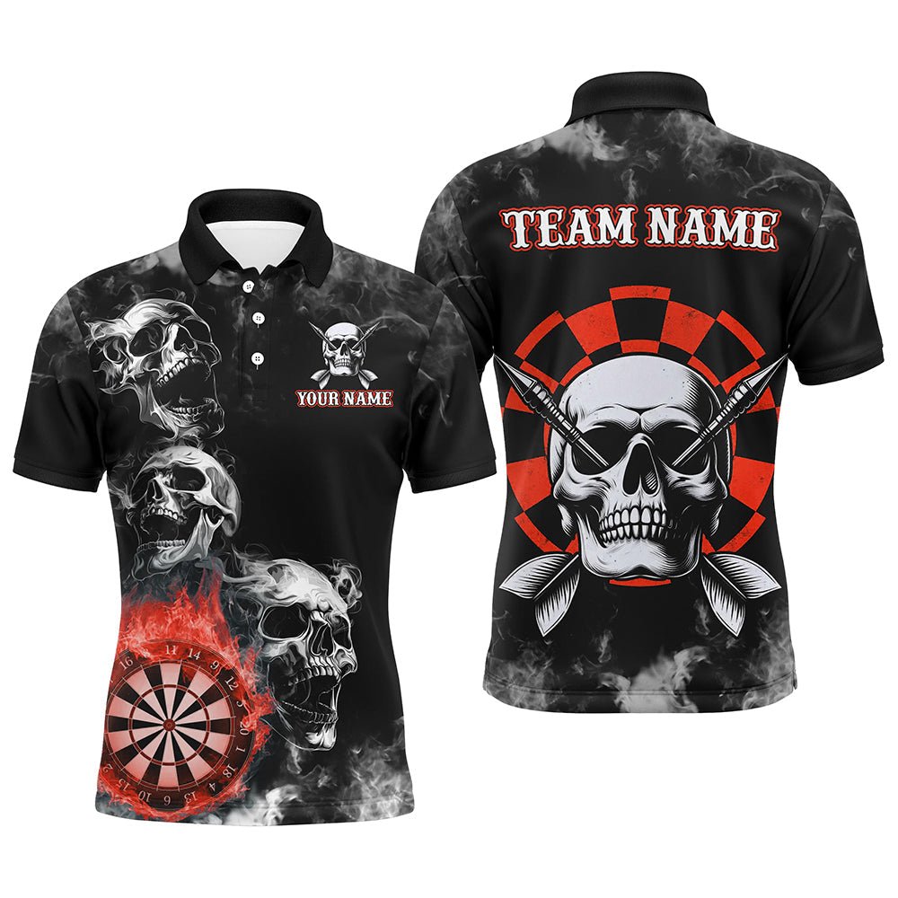 Personalisierte Rote Darts Rauch Skull Dart Shirts Individuelles Dart Board Feuerflamme Dart Team Trikot T3134 - Outfitsuche