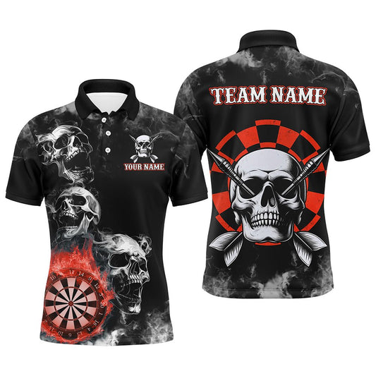Personalisierte Rote Darts Rauch Skull Dart Shirts Individuelles Dart Board Feuerflamme Dart Team Trikot T3134 - Outfitsuche