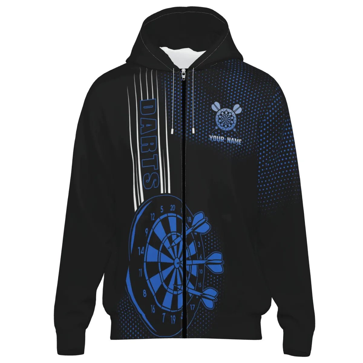 Personalisierte Schwarz - Blau Darts Jacke N9498 - Outfitsuche