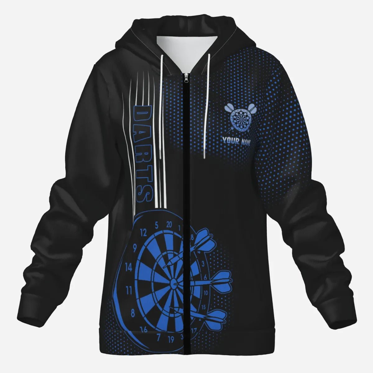 Personalisierte Schwarz - Blau Darts Jacke N9498 - Outfitsuche