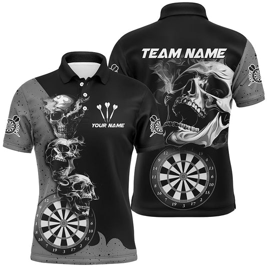 Personalisierte Schwarz - Dart - Shirts mit rauchendem Totenkopf für Männer – Individuelle Dartliga Cool Dart - Team - Trikots T2804 - Outfitsuche