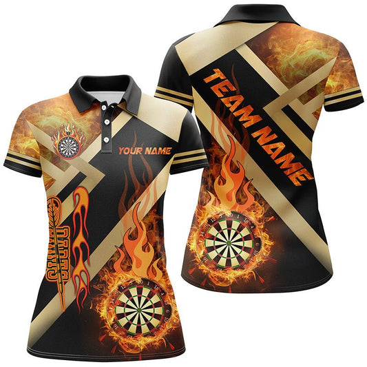 Personalisierte Schwarz - Gold Dartboard Flame Darts Shirts für Damen T2048 - Outfitsuche