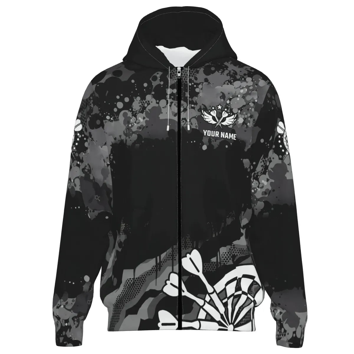 Personalisierte Schwarz Grau Grunge Camo Dart Jacke T3539 - Outfitsuche