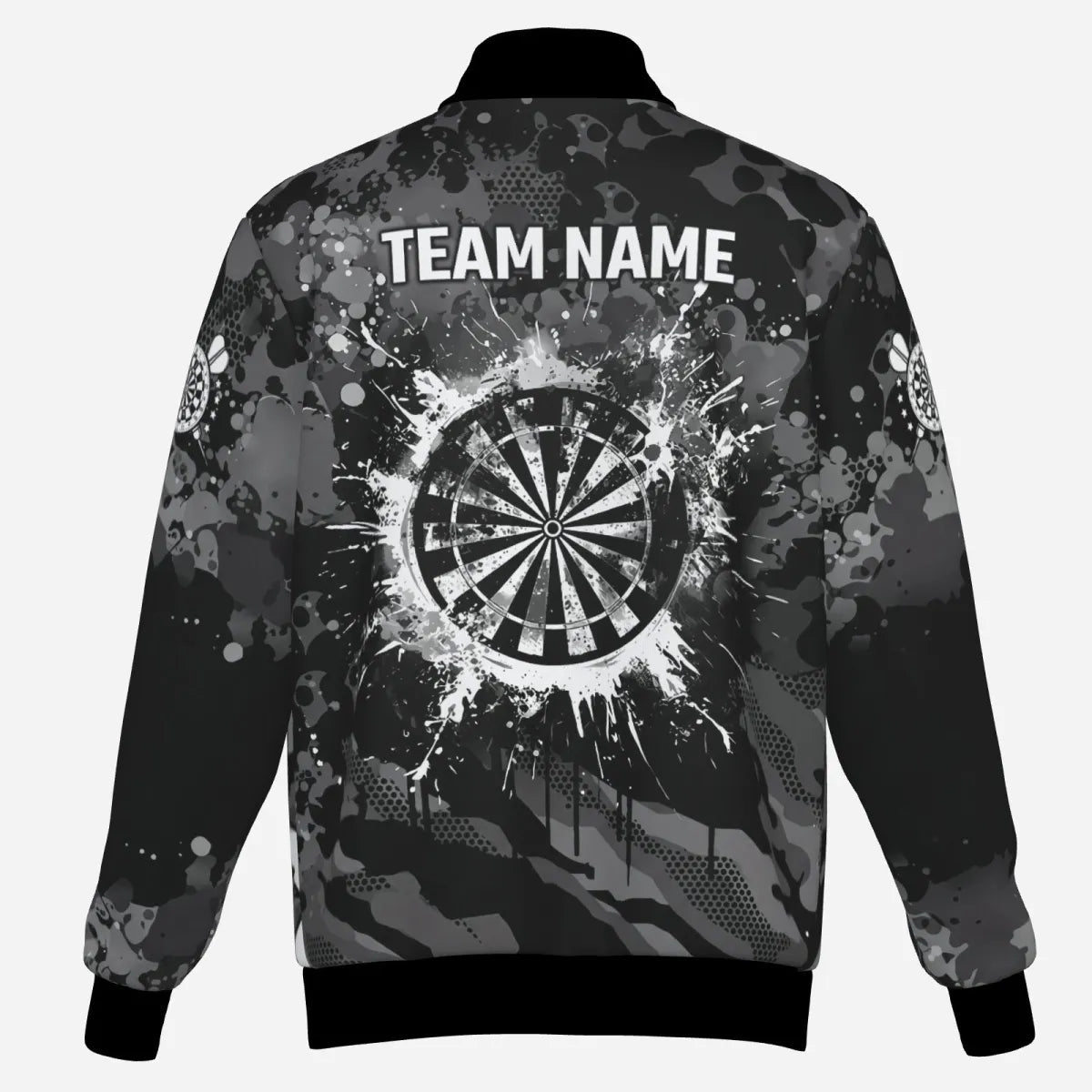 Personalisierte Schwarz Grau Grunge Camo Dart Jacke T3539 - Outfitsuche