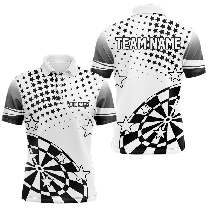 Personalisierte Schwarz - Weiß Sterne Darts Polo Shirt für Dartmannschaften N9511 - Outfitsuche