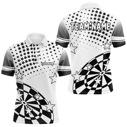 Personalisierte Schwarz - Weiß Sterne Darts Polo Shirt für Dartmannschaften N9511 - Outfitsuche