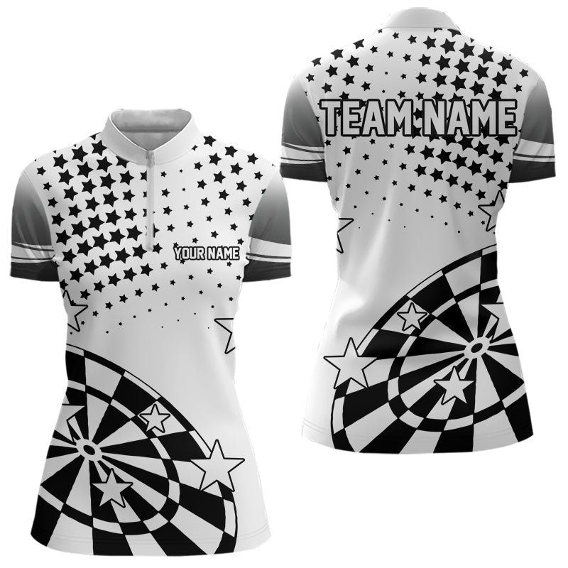 Personalisierte Schwarz - Weiß Sterne Darts Polo Shirt für Dartmannschaften N9511 - Outfitsuche