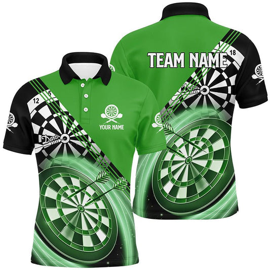 Personalisierte Schwarze Grüne Herren Darts Polo Shirt | Maßgeschneidertes Darts Shirt für Männer | Dart Trikots L1408 - Outfitsuche