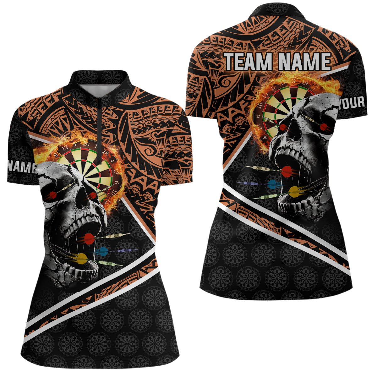 Personalisierte Skull Dartboard Feuer Tribal Dart Polo - Shirt für Darts Teams T3218 - Outfitsuche