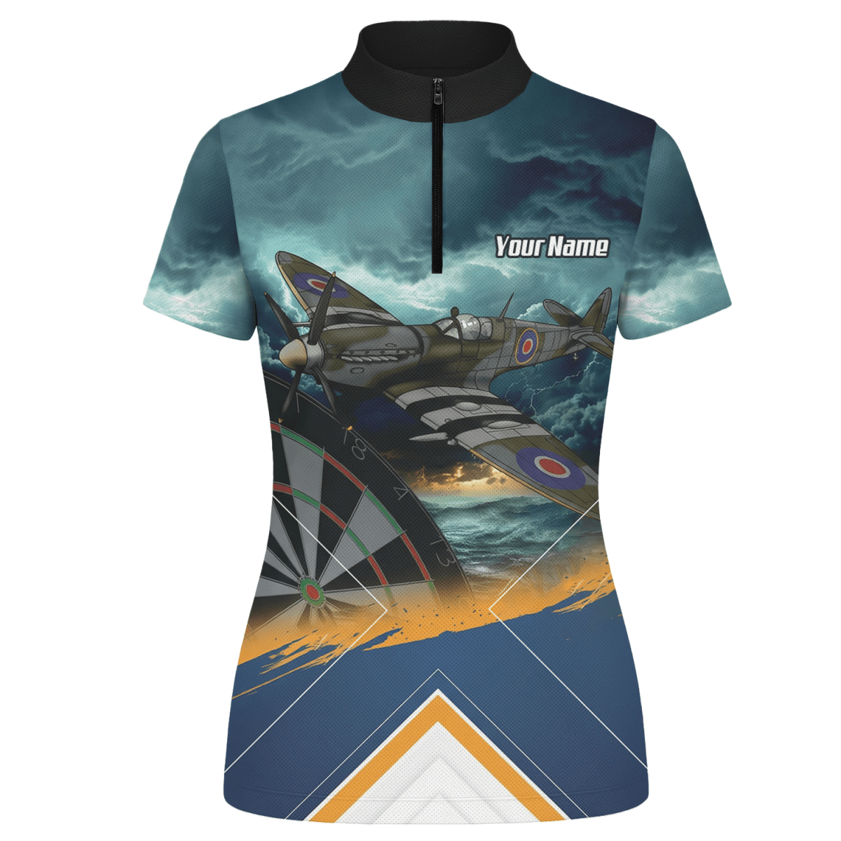 Personalisierte Spitfire Jagdflugzeug Damen Dart - Poloshirts & Zip - Oberteile Marineblau RAF - Design N2791 - Outfitsuche