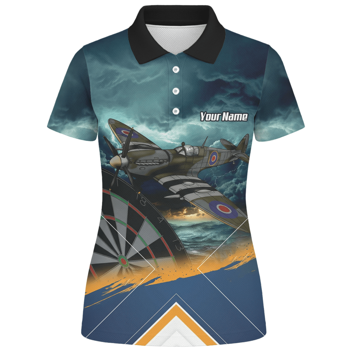 Personalisierte Spitfire Jagdflugzeug Damen Dart - Poloshirts & Zip - Oberteile Marineblau RAF - Design N2791 - Outfitsuche