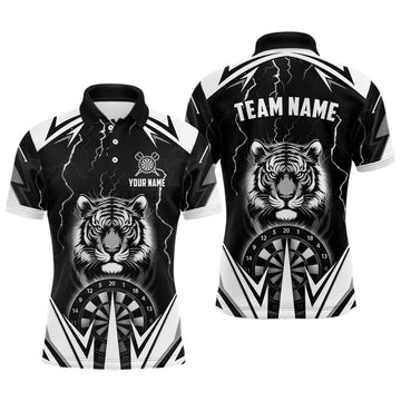 Personalisierte Tiger 3D - Druck Dartshirts für Herren – Individuelles Thunder Lightning Schwarzes Dart - Trikot T2780 - Outfitsuche