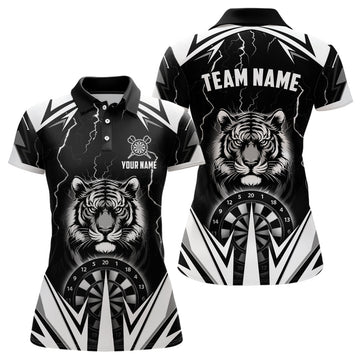 Personalisierte Tiger 3D - gedruckte Darts - Shirts für Frauen – Individuelles Thunder Lightning Darts - Trikot in Schwarz T2780 - Outfitsuche