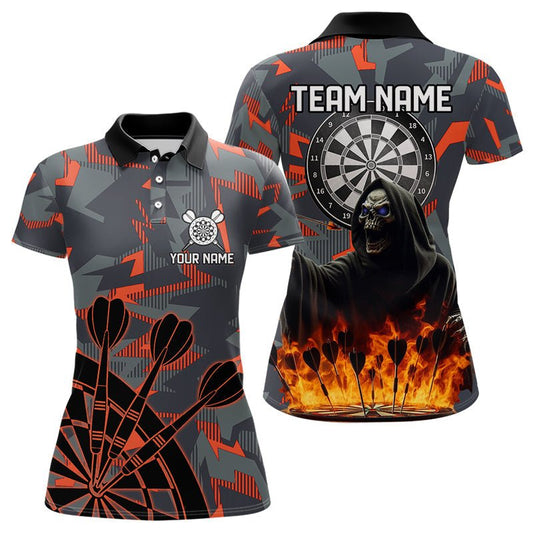 Personalisierte Totenkopf - Feuer - Camo - Dart - Shirts für Frauen – Individuelle Tarnung für Darts - Teams T3072 - Outfitsuche