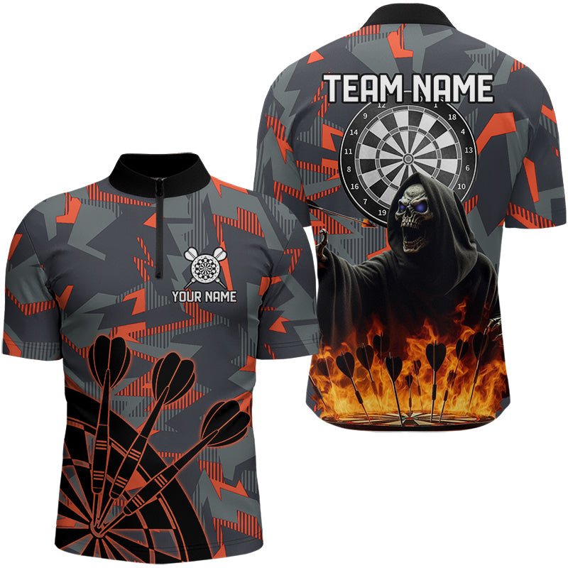 Personalisierte Totenkopf - Feuer - Camo - Dart - Shirts für Herren - Individuelle Camouflage - Darts - Liga - Trikots T3072 - Outfitsuche