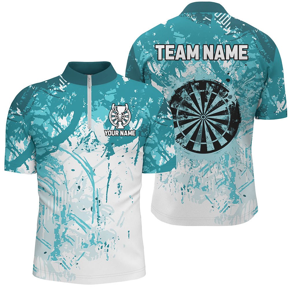 Personalisierte Türkis Grunge Classic Dart - Jersey - Individuelles Teamshirt T2660 - Outfitsuche