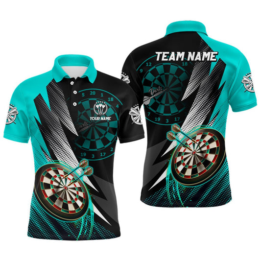 Personalisierte Türkis - Schwarze Darts - Poloshirts & 1/4 Zip Hemden – Individuelle Darts - Jerseys für Herren T3014 - Outfitsuche