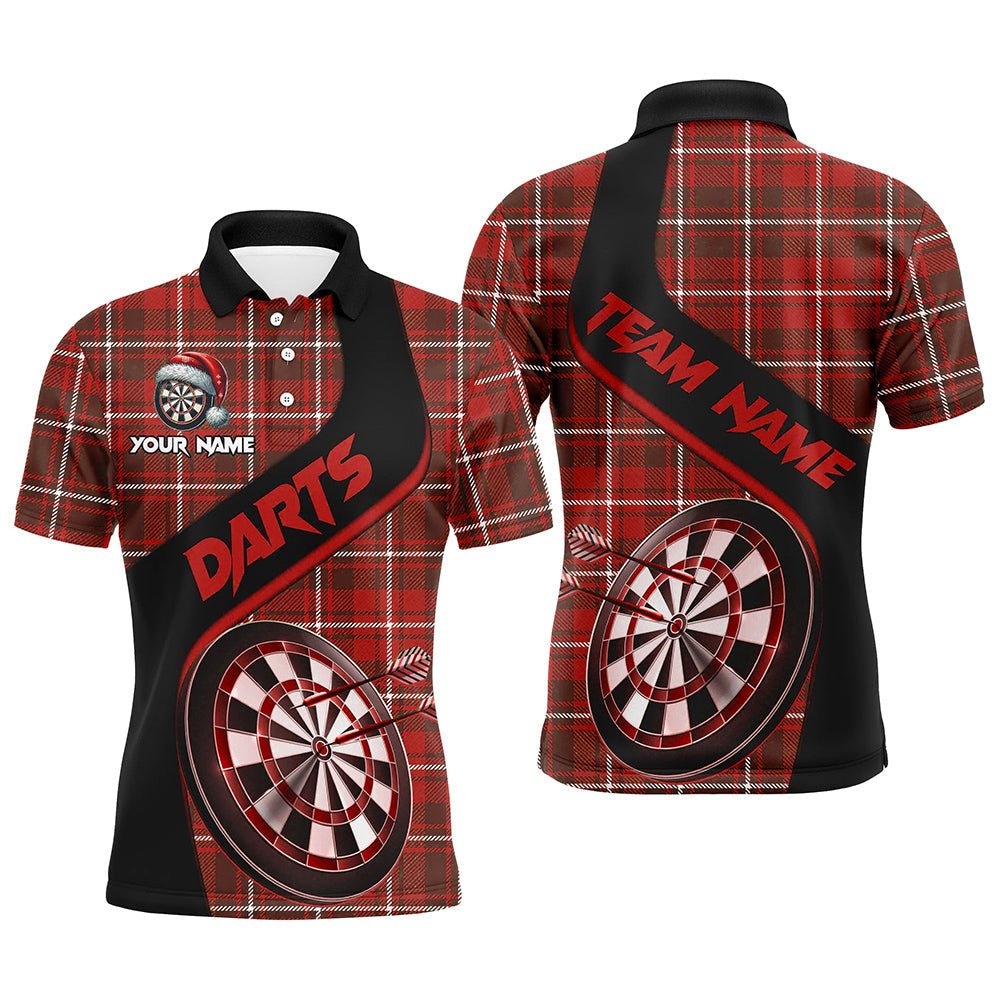 Personalisierte Weihnachts - Dart - Shirts für Männer im Roten Karomuster – Individuelle Dart - Teamtrikots und Dartgeschenke T2902 - Outfitsuche