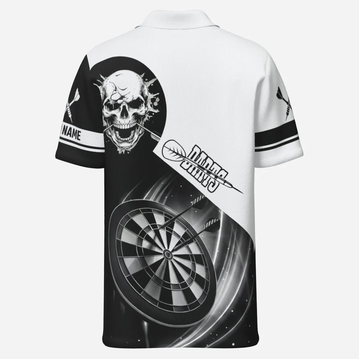 Personalisierte Weiß Schwarz Skull Darts Shirts für Herren TW2109 - Outfitsuche