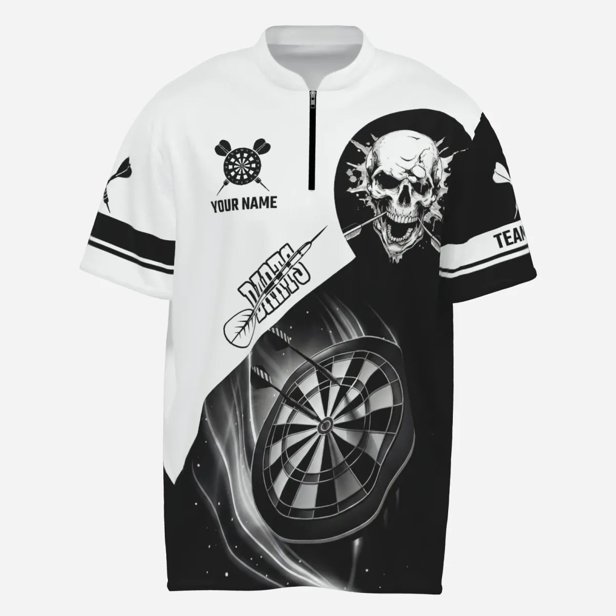 Personalisierte Weiß Schwarz Skull Darts Shirts für Herren TW2109 - Outfitsuche