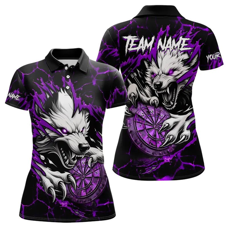 Personalisierte Wolf Lightning Darts Polo Shirt Darttrikot | Lila T3611 - Outfitsuche