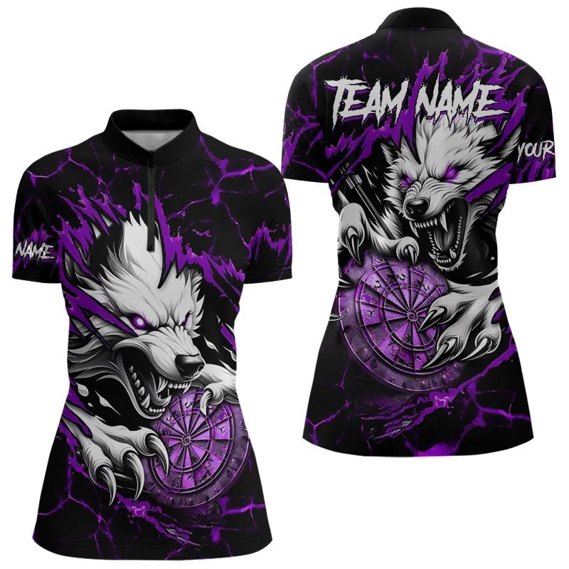 Personalisierte Wolf Lightning Darts Polo Shirt Darttrikot | Lila T3611 - Outfitsuche