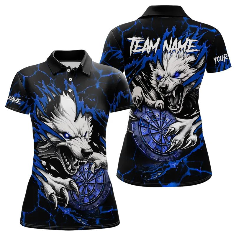 Personalisierte Wolf Lightning Darts Polo Shirts | Blau T3610 - Outfitsuche
