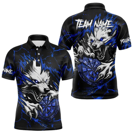 Personalisierte Wolf Lightning Darts Polo Shirts | Blau T3610 - Outfitsuche