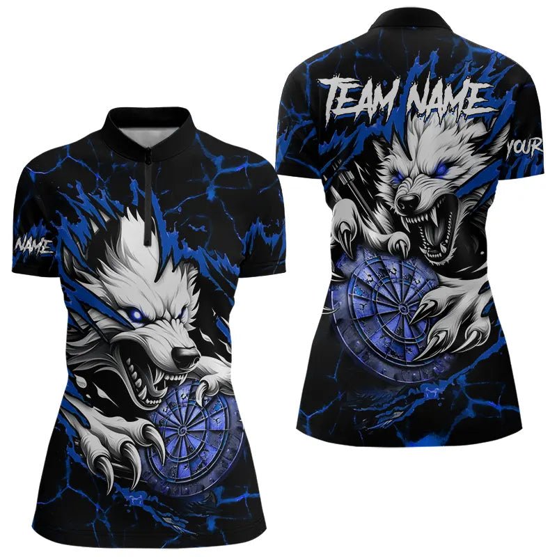 Personalisierte Wolf Lightning Darts Polo Shirts | Blau T3610 - Outfitsuche