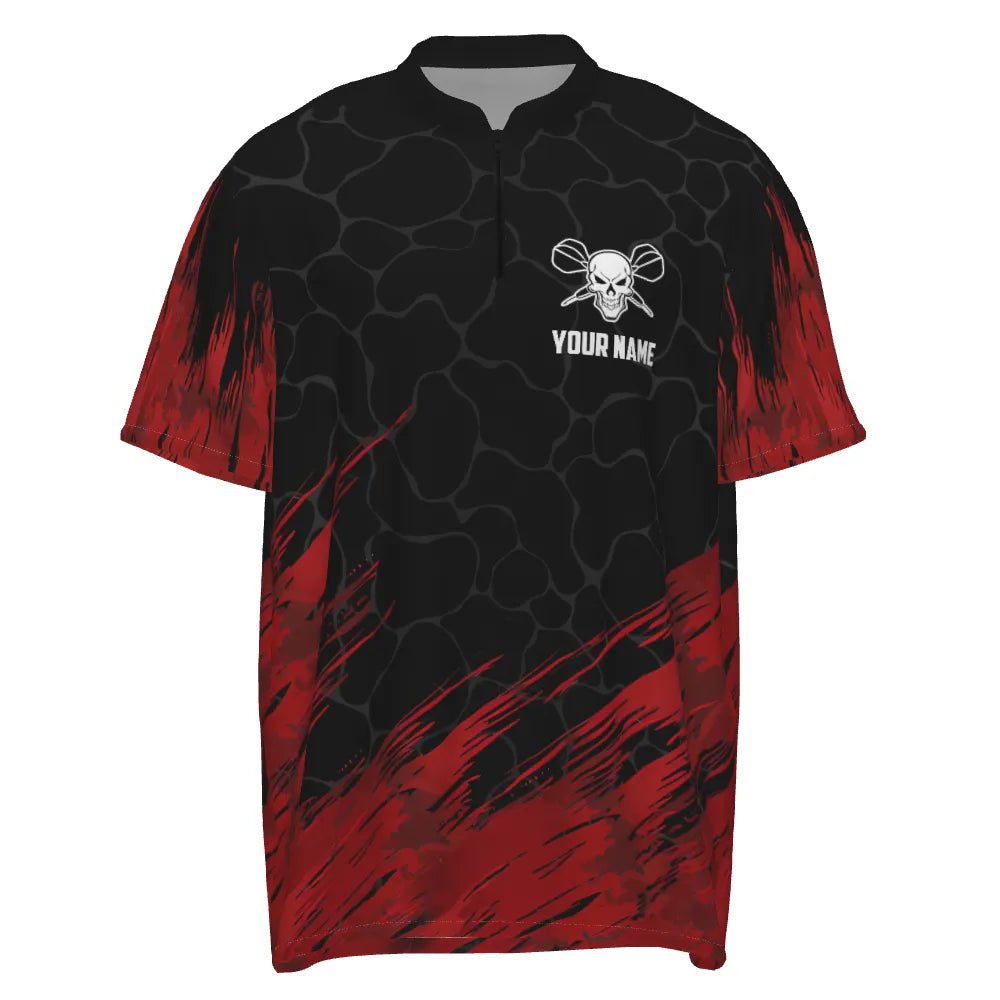 Personalisiertes 3D All Over Print Herren Skull Darts Polo Shirt Rot Schwarz Dart Trikots für Männer Q208 P - Outfitsuche