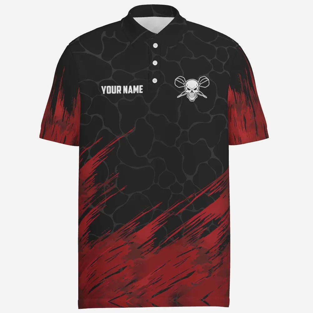 Personalisiertes 3D All Over Print Herren Skull Darts Polo Shirt Rot Schwarz Dart Trikots für Männer Q208 P - Outfitsuche