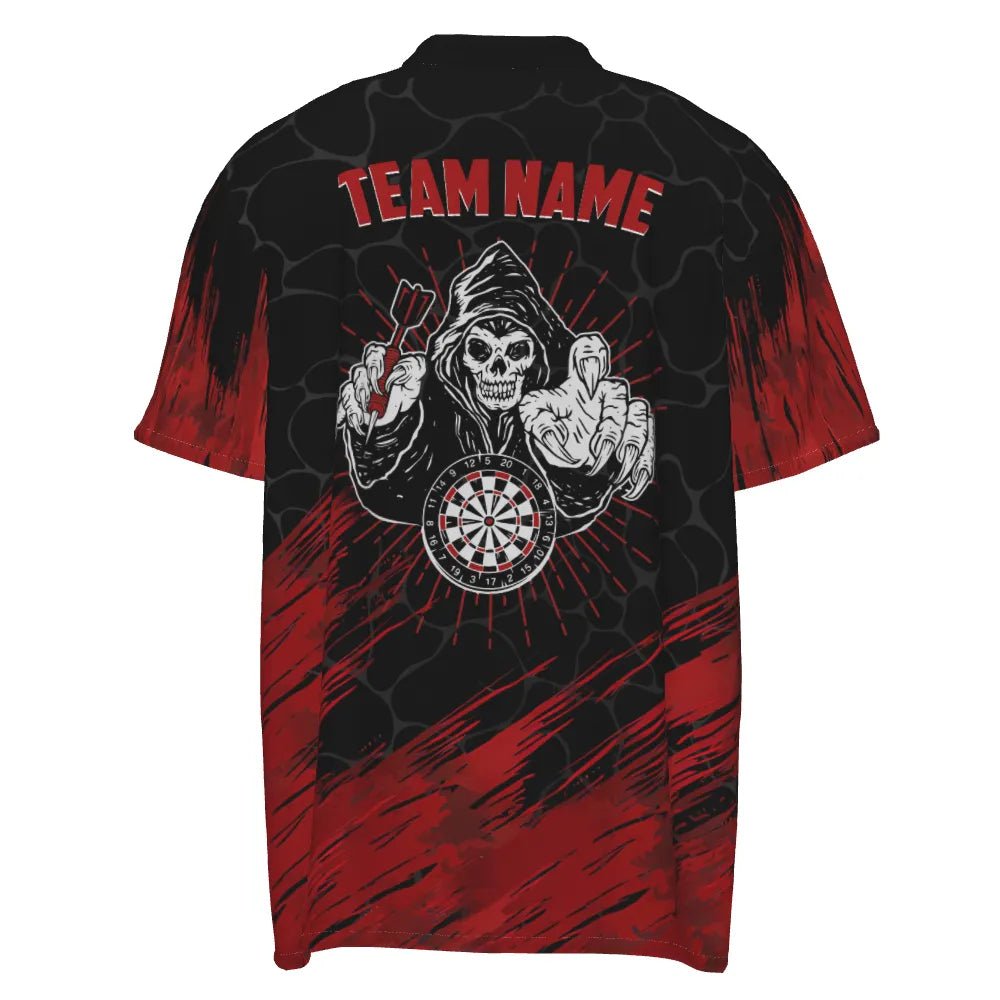 Personalisiertes 3D All Over Print Herren Skull Darts Polo Shirt Rot Schwarz Dart Trikots für Männer Q208 P - Outfitsuche