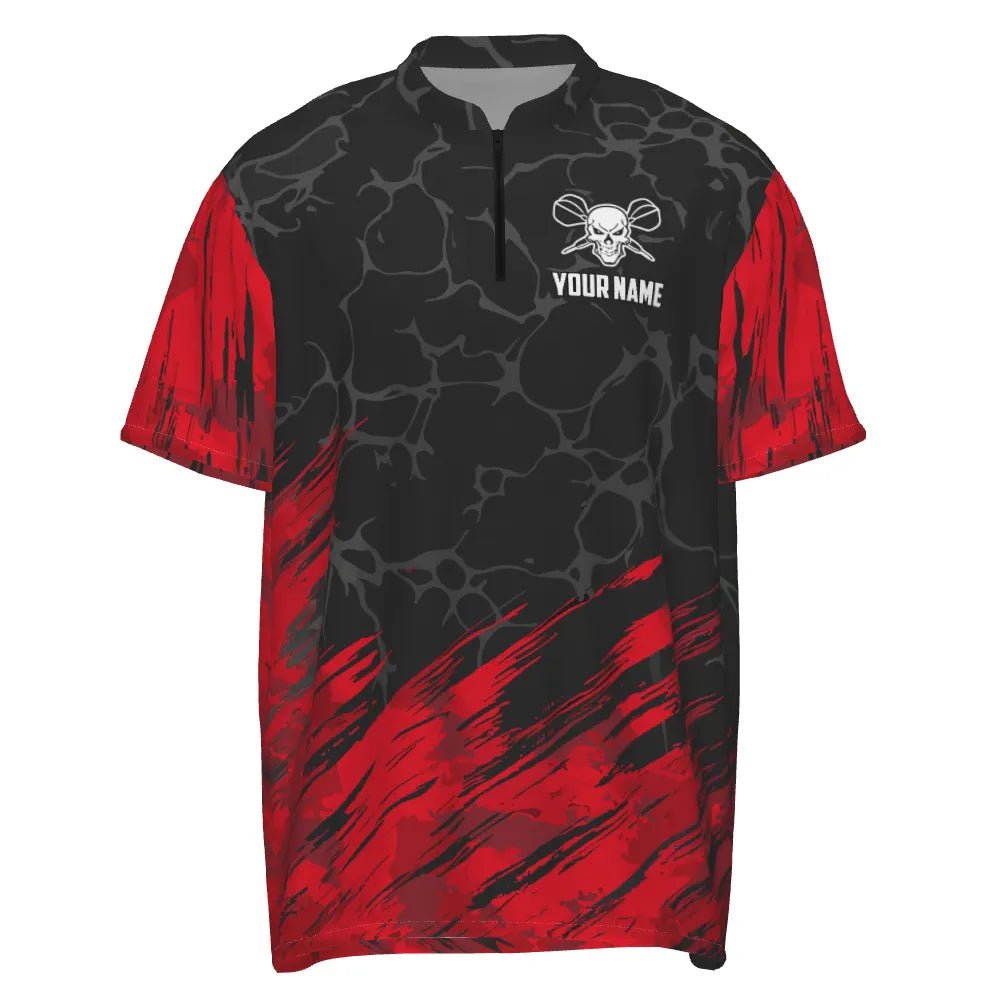 Personalisiertes 3D All Over Print Skull Herren Darts Polo Shirt Rot Schwarz Dart Trikots für Männer H6162 - Outfitsuche