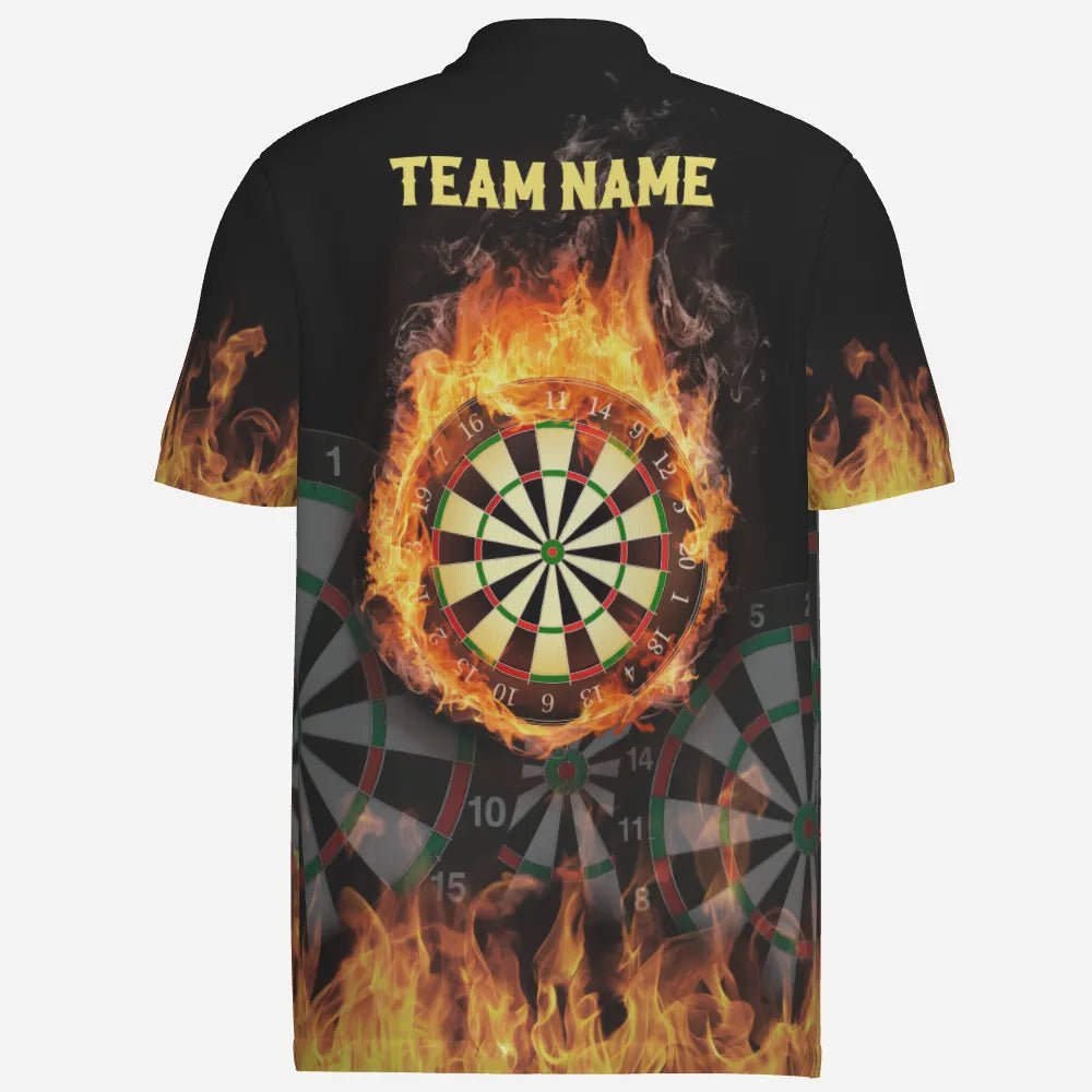 Personalisiertes 3D Feuerflammen Darts Polo Shirt, individuell anpassbares cooles Darts Team Trikot für Herren A560 - Outfitsuche