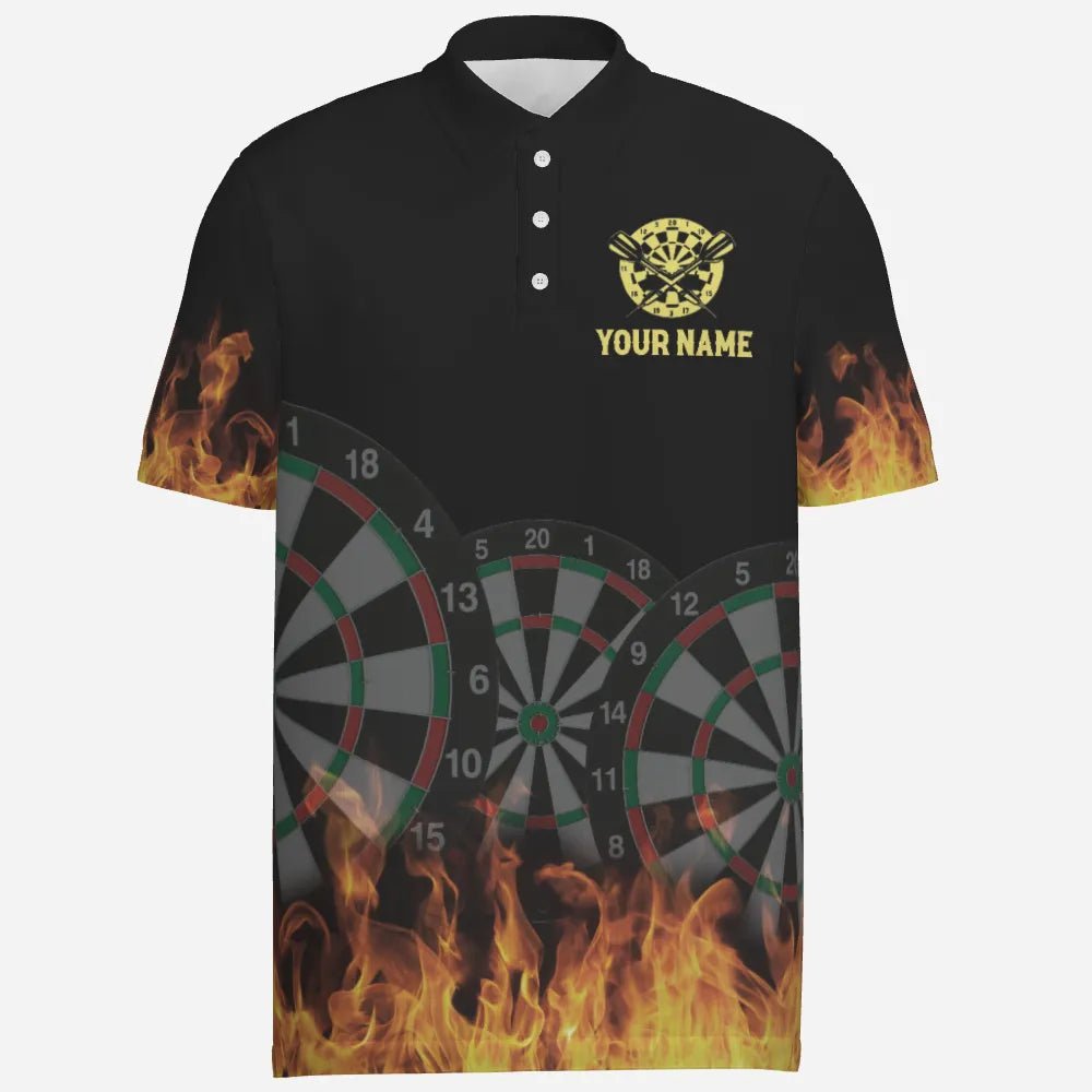 Personalisiertes 3D Feuerflammen Darts Polo Shirt, individuell anpassbares cooles Darts Team Trikot für Herren A560 - Outfitsuche