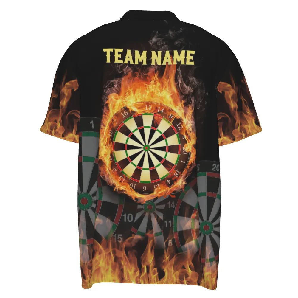 Personalisiertes 3D Feuerflammen Darts Polo Shirt, individuell anpassbares cooles Darts Team Trikot für Herren A560 - Outfitsuche