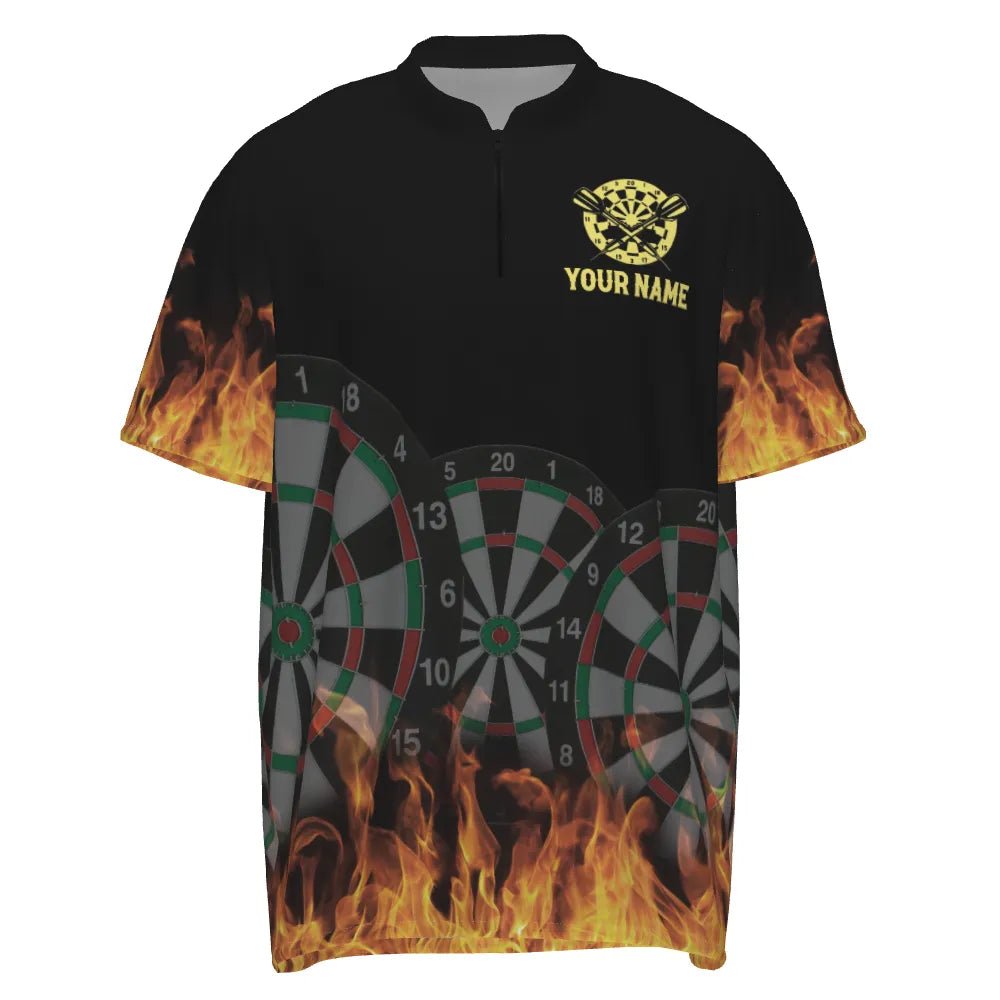 Personalisiertes 3D Feuerflammen-Darts-Quarter-Zip-Shirt, individuell anpassbares cooles Darts-Team-Trikot für Herren A560 - Outfitsuche