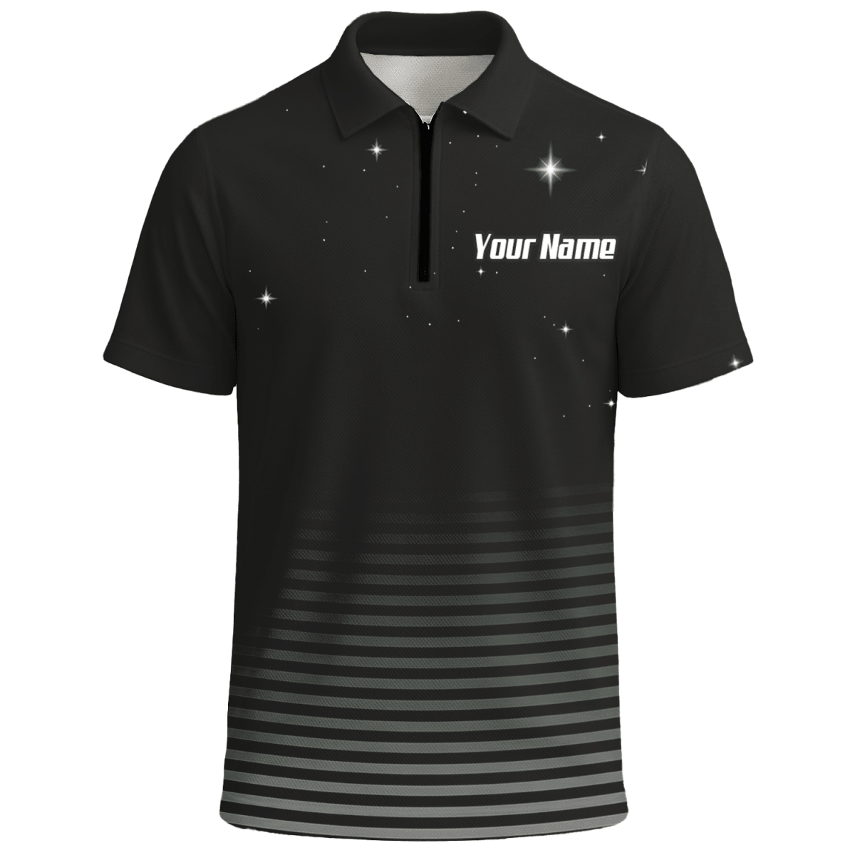 Personalisiertes Alien Weltraum Dart - Jersey Zip - Polo Schwarz - Grau für Herren I1307 - Outfitsuche