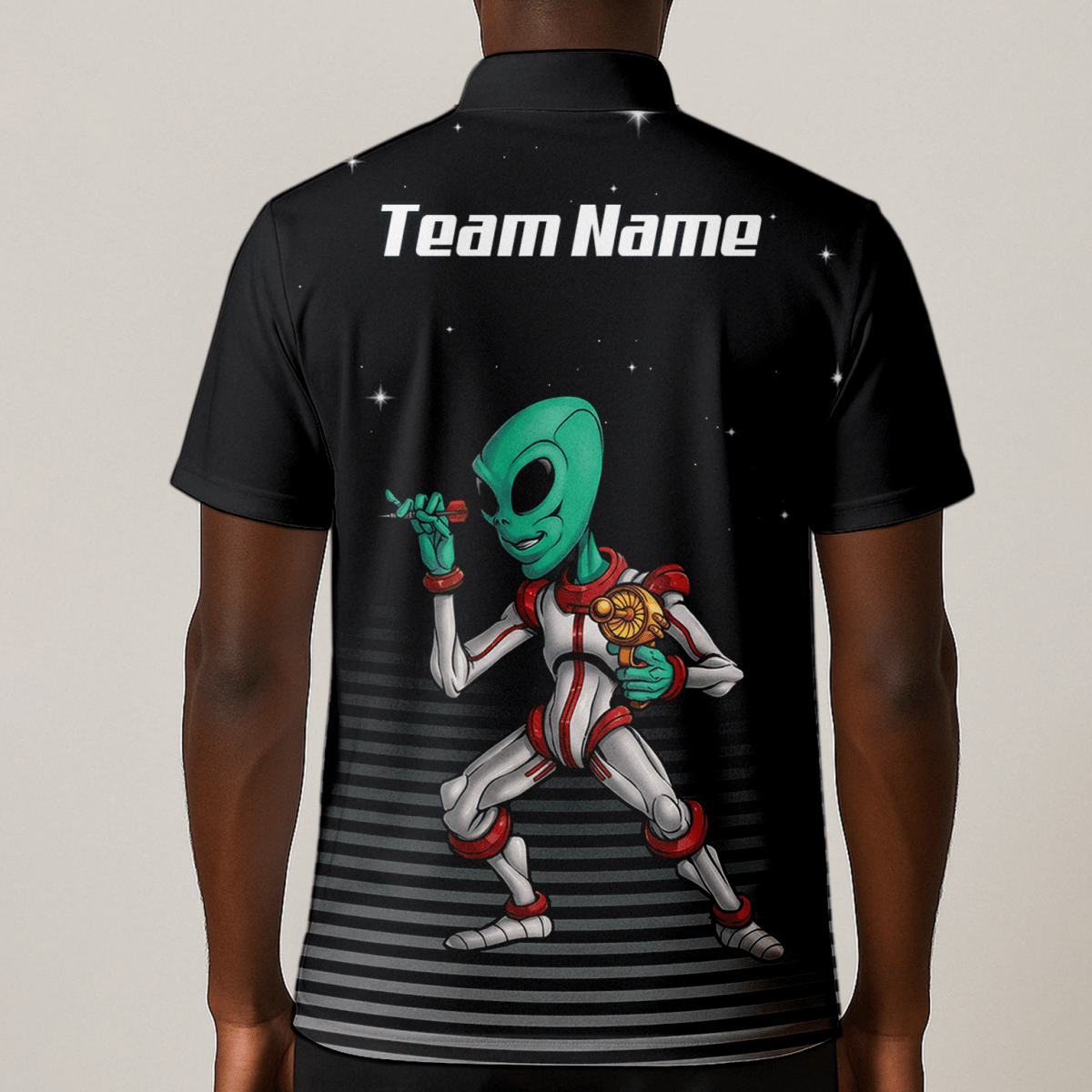 Personalisiertes Alien Weltraum Dart - Jersey Zip - Polo Schwarz - Grau für Herren I1307 - Outfitsuche