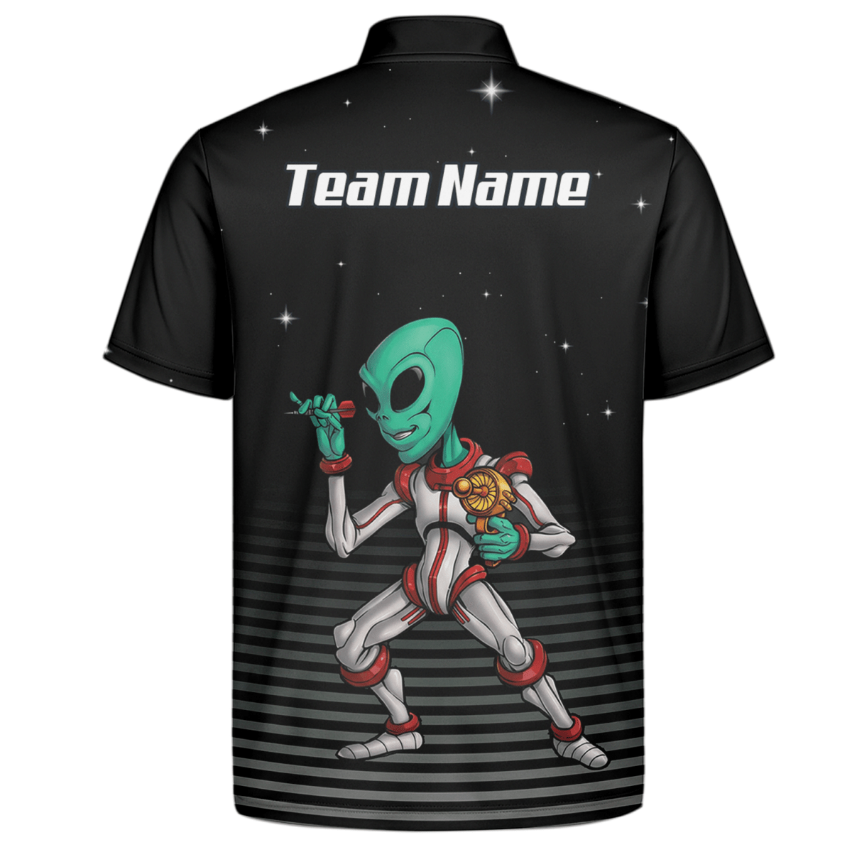 Personalisiertes Alien Weltraum Dart - Jersey Zip - Polo Schwarz - Grau für Herren I1307 - Outfitsuche