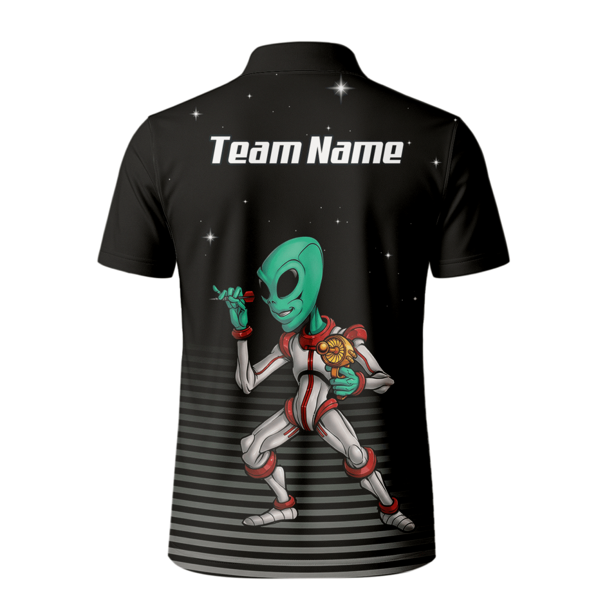 Personalisiertes Alien Weltraum Dart - Jersey Zip - Polo Schwarz - Grau für Herren I1307 - Outfitsuche